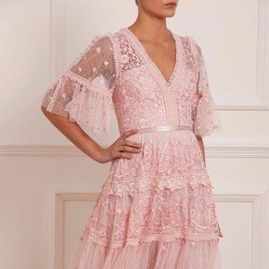 Needle & Thread Midsummer Lace Dress Pink